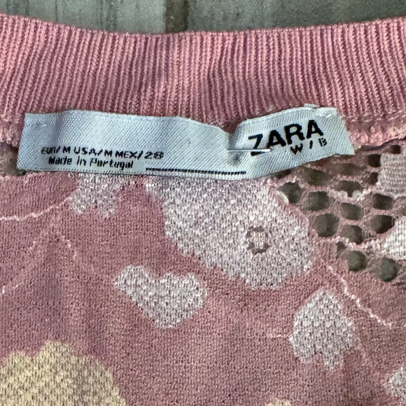 Zara pink lace sheer crop top pastel‎ color tee - Picture 8 of 10